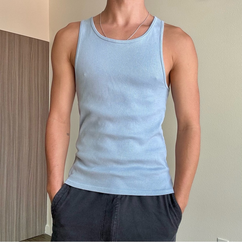 Zara Men's Light Blue Tank Top